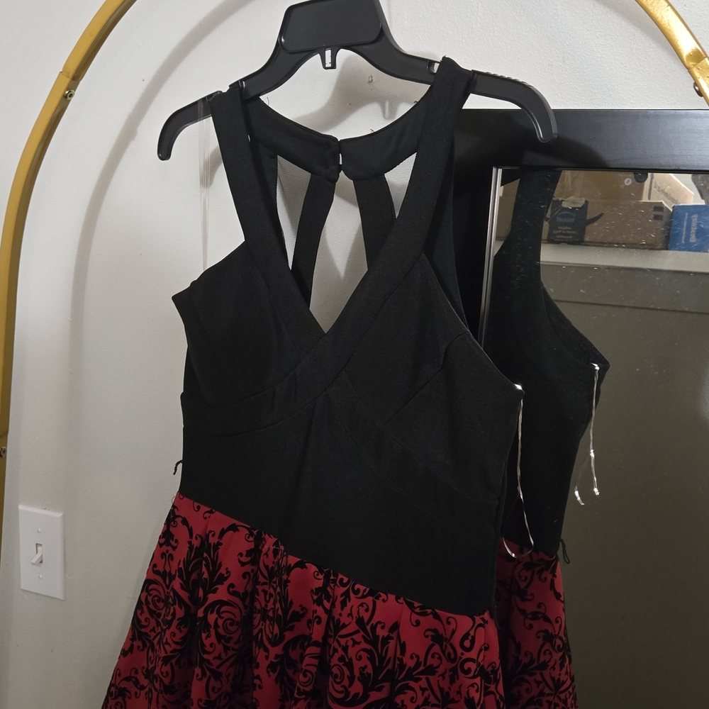 Crystal Doll Black and Red Backless Dress